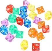 TOYANDONA 24pcs Acrylic Dice Set Math Toys 10 Sided Dice 0-9 Sided Dice Set for Classroom Bulk Dice Games