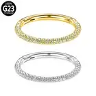 G23 Titanium Nose Ring 3-Way Multi Zircon Septum Hinge Clicker Ear Body Piercing