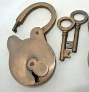 Vintage style PADLOCK & Keys Solid Brass Antique style Lock pair hand made B