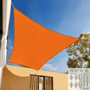 Shade Sail Rectangle Awning Outdoor Garden Sun Canopy Shelter Cover w/Kit Orange