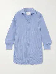 [Sacai] Sacai - Striped Paneled Poplin Shirt Dress - Blue - 1 1 Blue