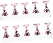 WRITWAA 2 Sets Acrylic Nail Art Practice Stand Holder for Display and Training Magnetic Nail Art Tips Support Base for Beginners and Professionals Pack Electroplated
