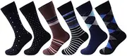 [Feetalk] Modal Odor Resistant Pattern Crew Dress Socks for Business and Casual Occations,Men's and Women's Socks