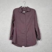 Prana Top Womens M Mulled Wine Percy Tunic Long Sleeve Button Front Zip Pockets
