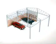Metal-brick shed Open parking lot 1:43 scale Diorama model kit 1/43 size Display