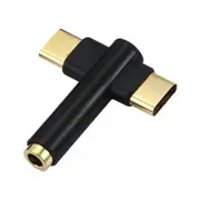 3 In 1 Type C To 3.5Mm Headphone Jack Adapter Aux Audio Splitter Converter Black Cables & Adapters