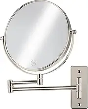 AumVum 8" Wall Mounted Makeup Mirror, Extendable Bathroom Vanity Mirror with 1X/10X Magnification, 360° Swivel Shaving Mirror, Double Sided Magnifying Mirror Wall Mount, Nickel Finish (No Light)