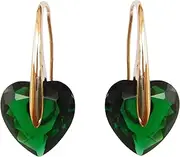 [Navachi] 18k Yellow Gold Plated Heart Zircon Crystal Dangle Drop Earrings