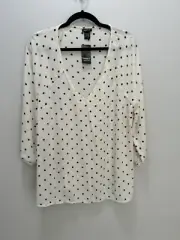 Torrid Ivory Black Polka Dot Georgette Chiffon Blouse – Size 1