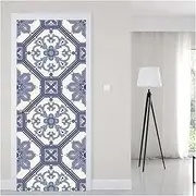 Door Stickers Self-Adhesive Abstract Geometric Art Door Sticker Home Decoration Door Cover Mural Porch Wallpaper Poster(77x200cm)