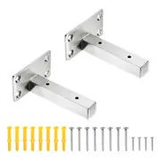 Floating Shelf Bracket,2 Pack 4 Inch Hidden Wall Mounted Shelf Supports(Silver)