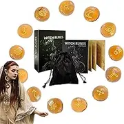 Rune Set | Pagan Stones - Spiritual Ornament Decoration Tools with Guide Book and Bag for Women Men Altar Paganism Rituals