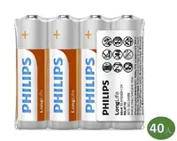 在飛比找Yahoo奇摩購物中心優惠-PHILIPS 飛利浦 3號AA碳鋅電池 (4顆*10組) 