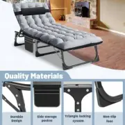 BOZTIY Outdoor Lounge Chair 5-Fold Sleeping Cots W/Cushion Guard Gary Cushion