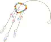 INOOMP Crystal Sun Catcher Heart Shaped Decor Multicolored Beads Window Ornament for Home and Car Vibrant Prism Wind Chime Beautiful Patterns for Indoor Spaces