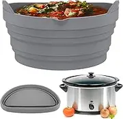 Slow Cooker Divider Liner for 6 QT Crock/pot Leakproof Silicone Crock/pot Divider Insert Dishwasher Safe Silicone Crock/pot Divider Heat Resistant Cooking Liner for Pot Kitchen 209×125 mm (Gray)