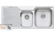 Oliveri Nu-petite 1 & 3/4 Double Right Hand Bowl Inset Sink With Drainer NP612