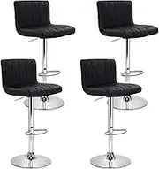 Artiss Bar Stools Stool Set of 4 Adjustable Kitchen Swivel Counter Barstools Dining Chair Gas Lift Leather Black in 68-81cm Seat Height Floor for Home Bar Dining Room Cafe Outdoor Indoor