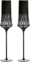 Crystal High Footed Champagne Flute, Black Champagne Glass Set of 2, Capacity 5.07 oz for Engagement and Marriage
