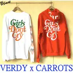 BLACK全新VERDY X CARROTS胡蘿蔔刺繡GIRLS DON'T CRY白橘綠薄長T短T (賣場另有帽T)