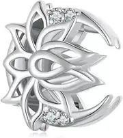 [Generic] Lotus Flower Clip Charm Genuine 925 Sterling Silver Compatible With Reflexions Bracelet Reflections