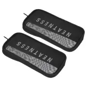 2Pcs 8.7"x4.3"x0.8" Mesh Toiletry Bag Makeup Cosmetic Bag Zipper Pouch Black