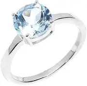 [HIMALYA QUARTZ] 925 Silver Ring For Women Solitaire Statement Ring Ethnic Vintage Gemstone Ring Natural Sky Blue Topaz Round Shape Cut Stone Wedding Engagement Ring