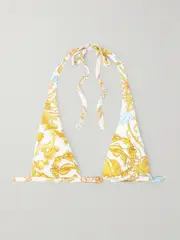 [Versace] Versace - Embellished Printed Triangle Bikini Top - White - 2 2 White