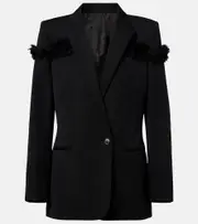 [McQueen] McQueen Lace-trimmed wool blazer AU 4 black