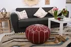 Moroccan Leather Pouffe Genuine Handmade Round Unstuffed Footrest Ottoman