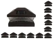 12 pcs 5x5 6x6 Brown Garden Solar Fence Post Cap Light 5 LED Bulb 78Lumens