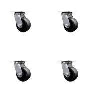 4 Inch Glass Filled Nylon Swivel Caster Set with Ball Bearing and Swivel Lock