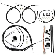 MoKitDora Softail 12” Handlebar Extended CAN-bus Wiring Clutch Brake Line Throttle Cables and Turn Signal Harness for 2007-2010 Harley FXST Custom Heritage FLSTF Night Train Deuce No ABS, Black