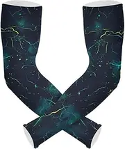 [Yoogain] UV Protection Arm Protection Sleeves Lightning Bolts Green Blue Sleeves Youth Outdoor Sports & Outdoor Working Anti-Run cubre brazos, Lightning Bolts Green Blue