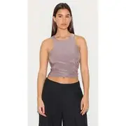 Mushroom Soft Touch Asymmetric Hem Racer Vest, Mushroom