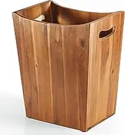 TIDITA 7.5 litres Rectangular Wastebaskets - Acacia Wood Waste Basket with Handles - Small Trash Can for Bathroom - Brown Garbage Bin for Spa Bathroom Decorative, Kitchen Under Counter