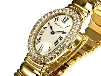 在飛比找Yahoo!奇摩拍賣優惠-真品CARTIER卡地亞Baignoire系列18K黃金鑽錶
