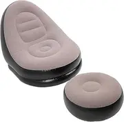 Inflatable Sofa Chair, Stylish Soft Blow Up Lounger with Footstool, Ergonomic Design for Living Room, Outdoor Travel, Camping (Coffee)