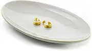HANKOR Ceramic Key Bowl for Entryway Table, 7 x 4 Key Dish Tray Catch All Bowl, Small Decorative Bowl for Key Jewelry Ring, Gray