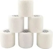 Cohesive Bandage Self-Adhesive Wrap 6 Rolls 5cm*4.5m, Strong Elastic Bandage First Aid Tap Athletic Wrap for Wrist Ankle Sprain and Swelling (white)