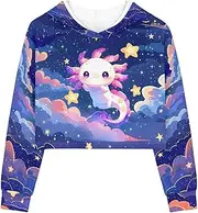 [Flashideas] Trendy Hoodies for Teenagers Girls Exercise Outfits Casual Tops for 6-16 Years Old short version