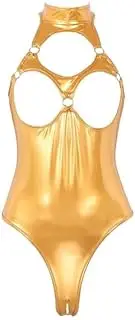 [GRRKDFQ] Women'S Erotic Lingerie Sets O-Ring Sleeveless Split Breasted One-Piece Sleepwear