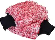 TAKAVU Microfiber Cleaning Mitt, 2 Pack Premium Cyclone Car Washing Gloves, Scratch-Free Lint-Free Wash Mitts, Holds Tons of Sudsy Water for Effective Washing, Machine Washable (Red & White)