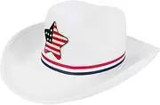 [Generic] Cowboy Hat - Patriotic Flag Cowgirl 4th of July Hat - Five-Pointed Star Classic Western Felt Headwear, Costume Accessory for Men Women