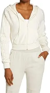 adidas Velour Full Zip Womens Active Hoodies, Egret, X-Small