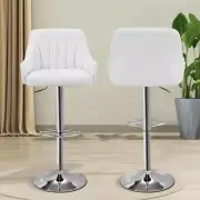 VECELO Bar Stool 35.4" Low Back Adjustable Height Foot Rest White (Set of 2)
