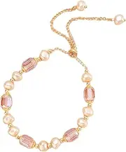[Generic] Crystal Glass Bracelets - Trendy Link Bracelets - Trendy Pearl Bracelet for Women, French Retro Chain Bracelets, Bangle Bracelet Jewelry