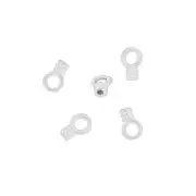 10 Sterling Silver Tiny Cord End Crimp Beads (0.7mm Hole) #51249