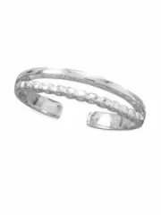 Toe Ring Double Band Bead and Smooth Sterling Silver