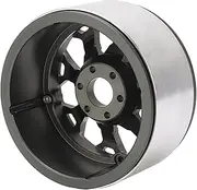 2.6 Inch Beadlock Wheels RC Wheel Rim Set, 4pcs Aluminum Alloy Tires Upgrades Accessories Rims for Axial RR10 90048 90018 90053 1/10 RC Crawlers Car (Black Silver)